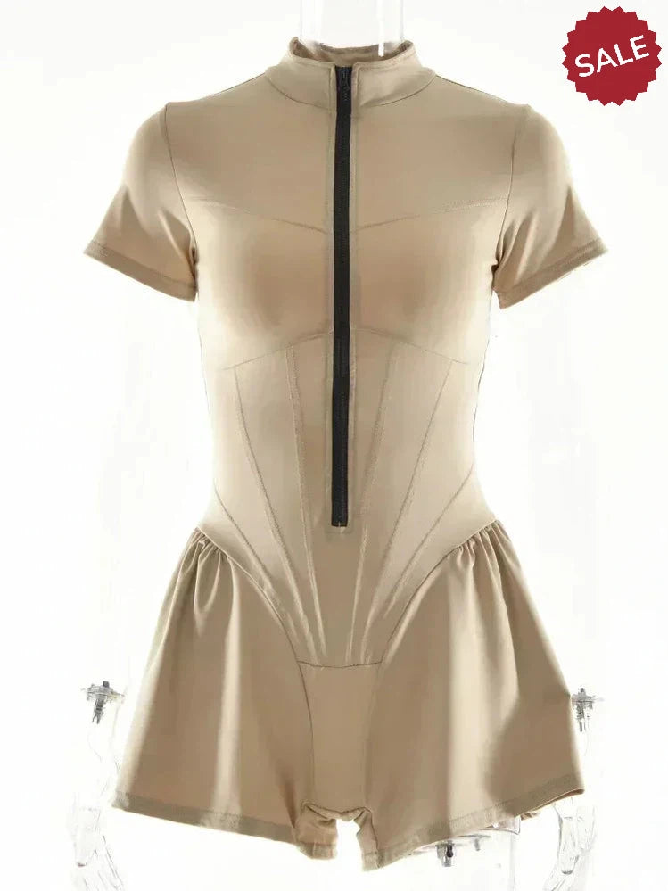 Zip-Up Long Sleeve Jumpsuit - Stylish One-Piece for Women