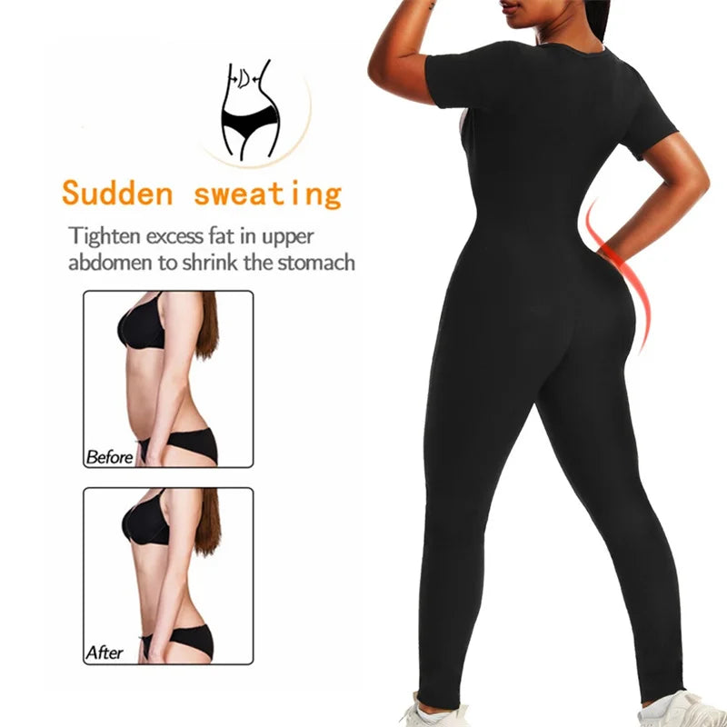 Zip-Up Sauna Suit – Women’s Thermal Body Shaper