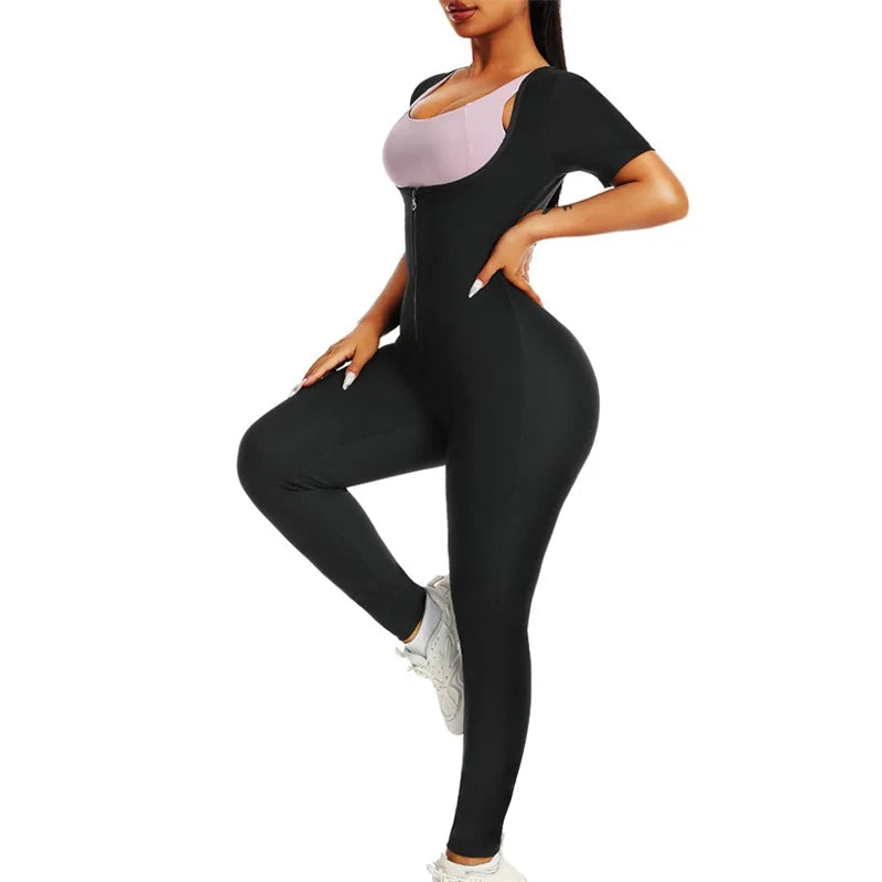 Zip-Up Sauna Suit – Women’s Thermal Body Shaper