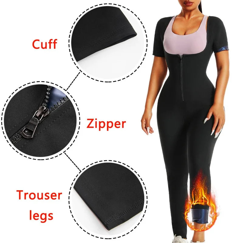 Zip-Up Sauna Suit – Women’s Thermal Body Shaper