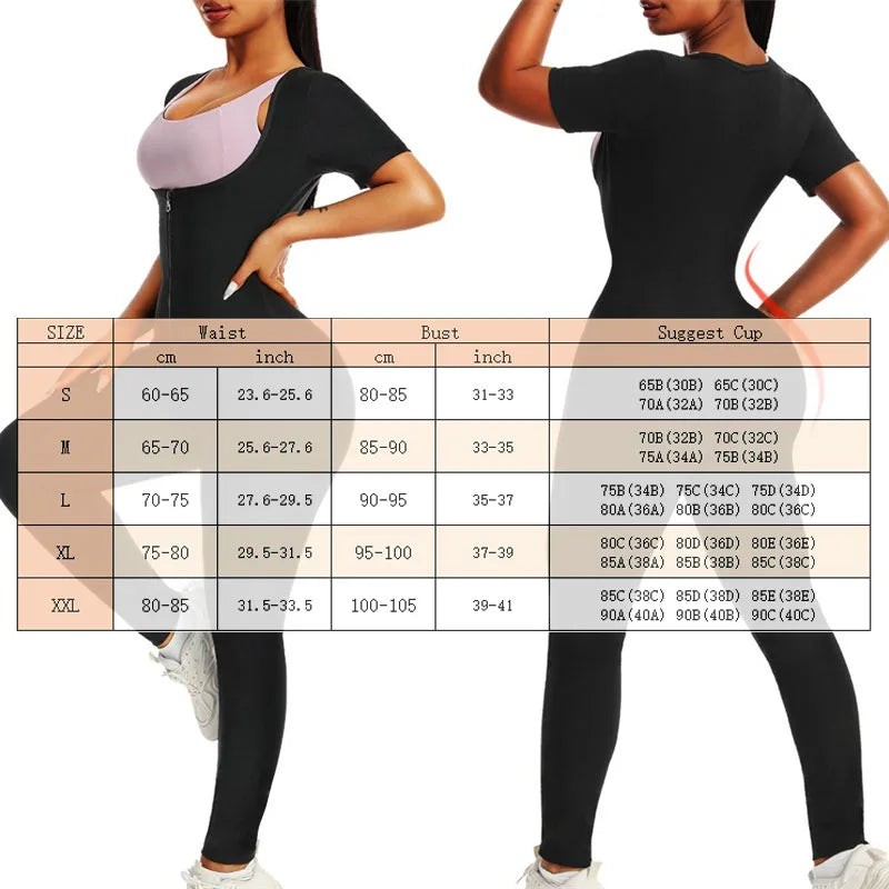 Zip-Up Sauna Suit – Women’s Thermal Body Shaper