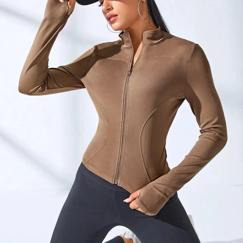 2024 New Yoga Coat Short Sports Jacket WOMEN'S Fitness Clothes Slimming Body Sculpting Zipper Yoga Jacket