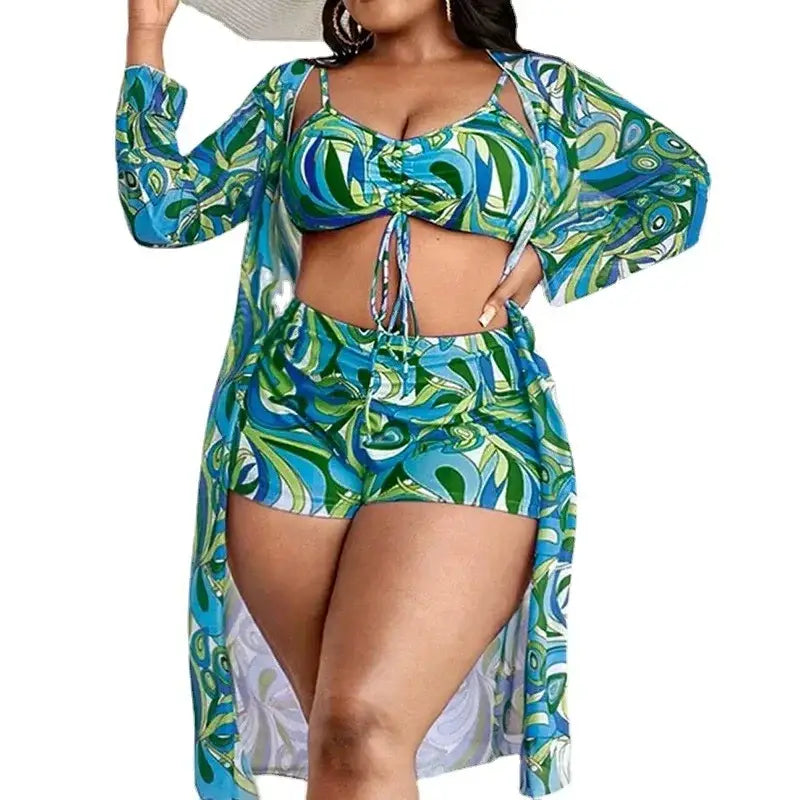 2024 Plus Size 3-Piece Push Up Bikini Set - Stylish, Sexy Swimwear