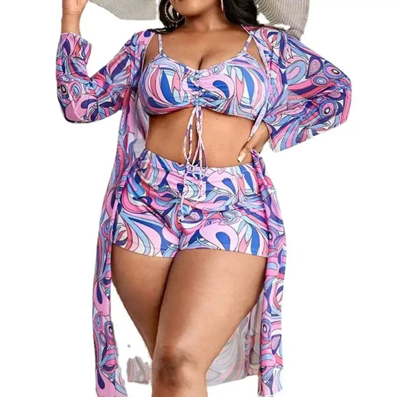 2024 Plus Size 3-Piece Push Up Bikini Set - Stylish, Sexy Swimwear