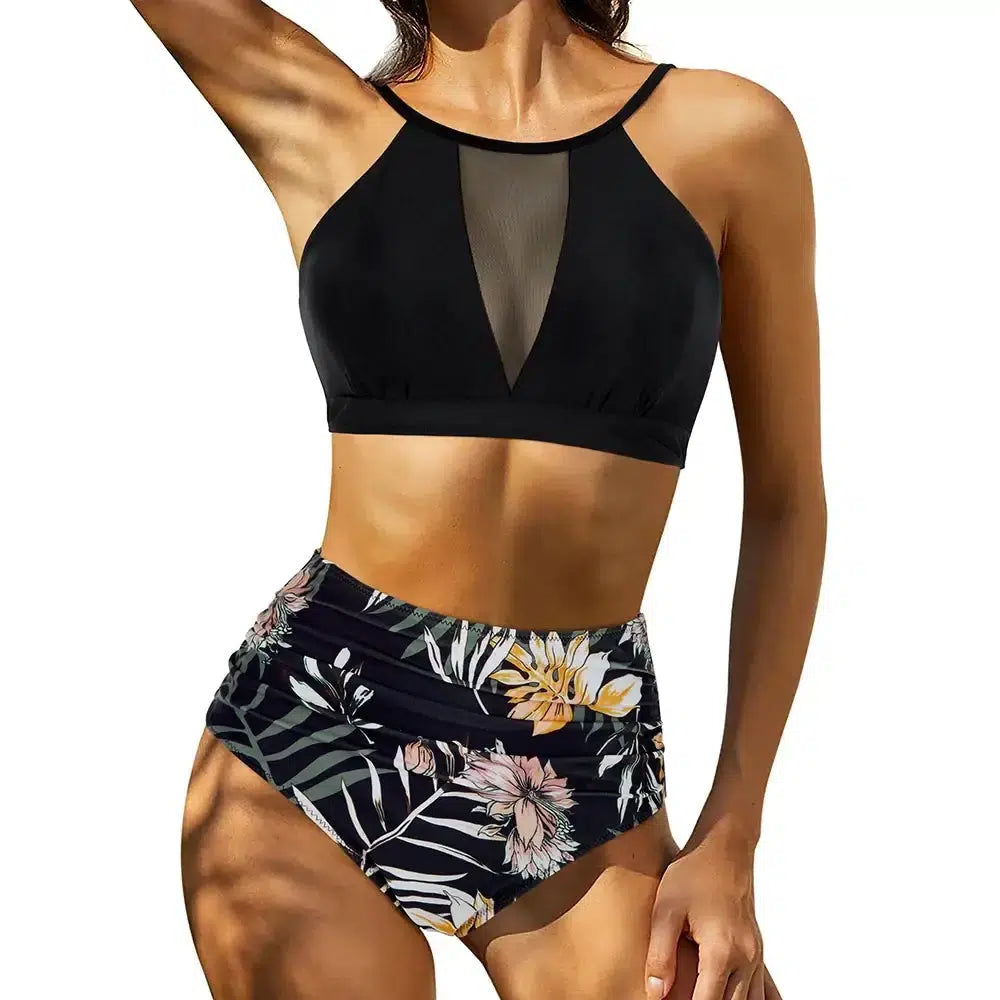 Black Mesh High Waist Bikini