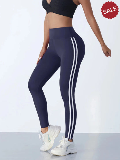 Casual Sports High-Waist Stripe Pants - Yoga Leggings