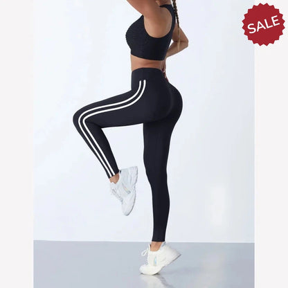 Casual Sports High-Waist Stripe Pants - Yoga Leggings