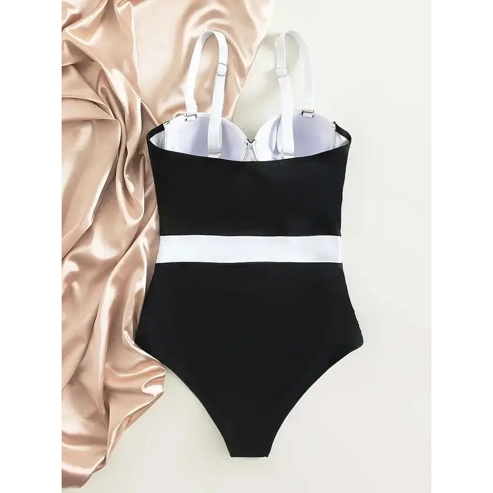 Colorblock Push Up One Piece Swimsuit