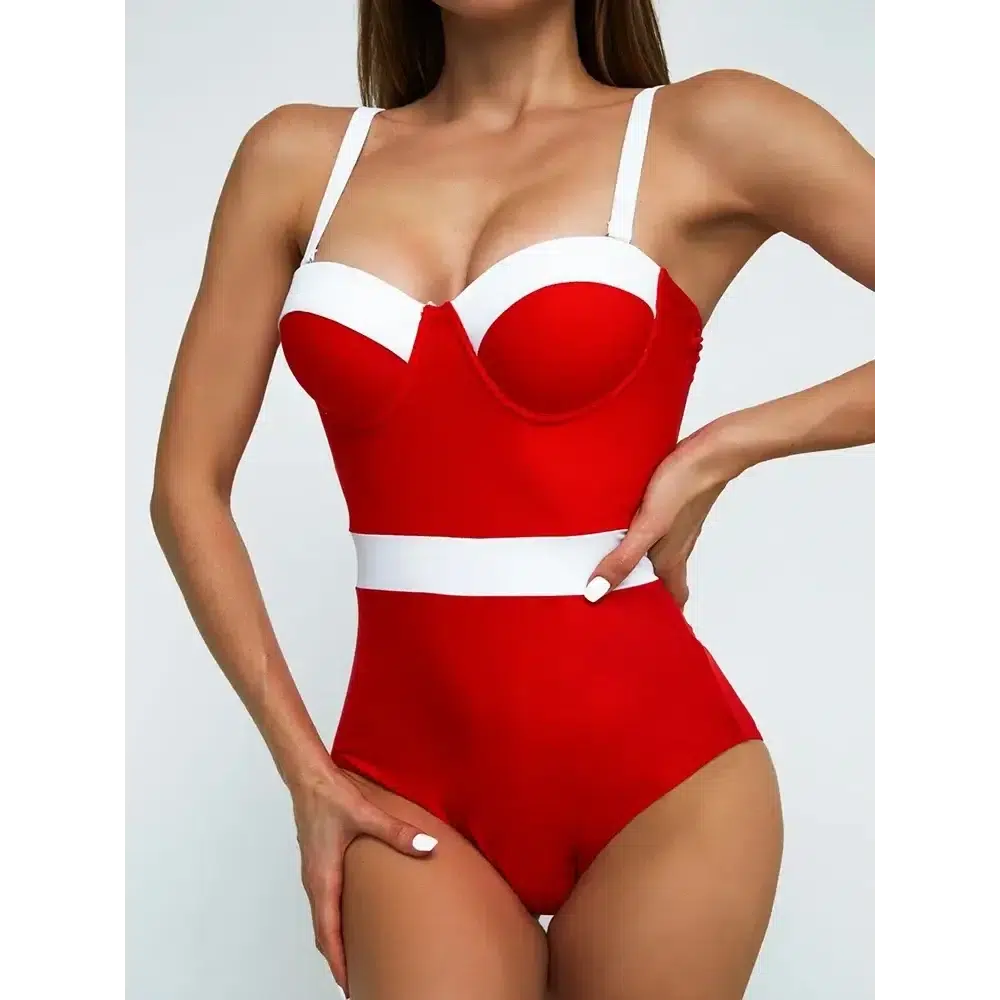 Colorblock Push Up One Piece Swimsuit