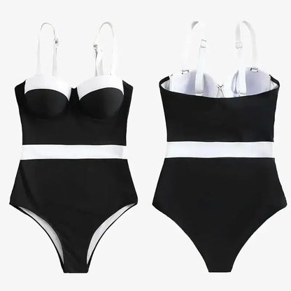 Colorblock Push Up One Piece Swimsuit