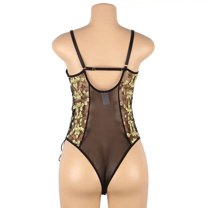 Comeondear One-Piece Floral Lingerie Bodysuit