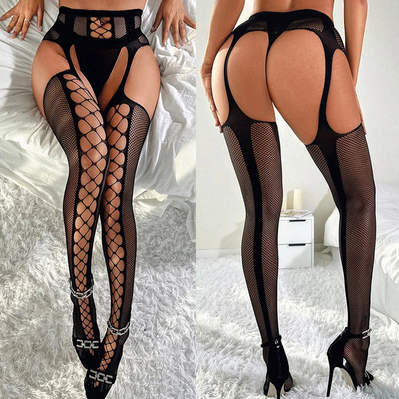 Erotic Sexy Fishnet Lingerie – Crotchless See-Through Mesh Babydoll Dress