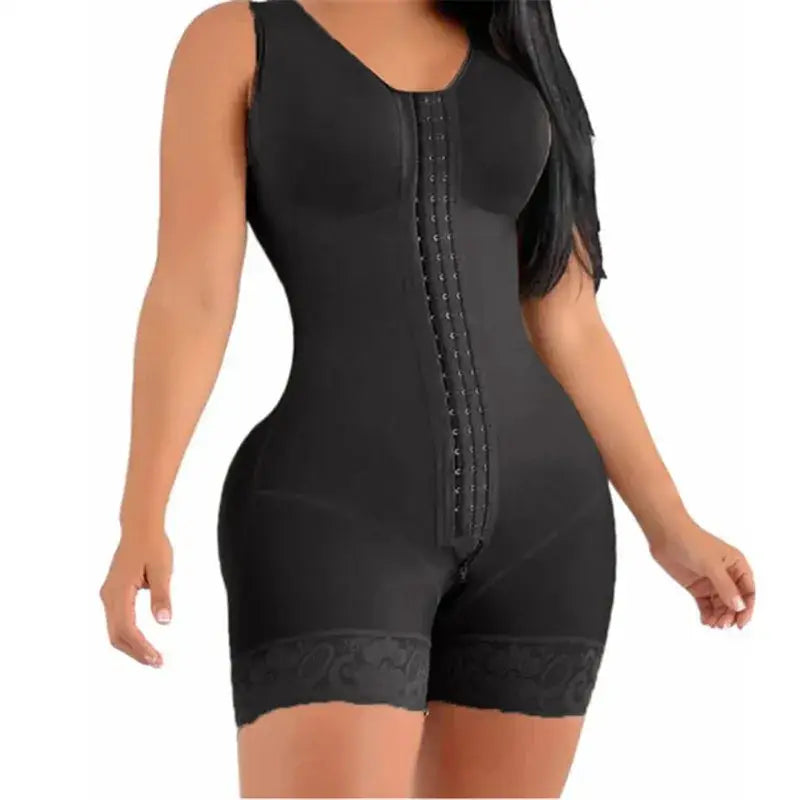 Fajas High-Compression Shapewear Bodysuit with Brooches – Ideal for Daily and Post-Surgical Use