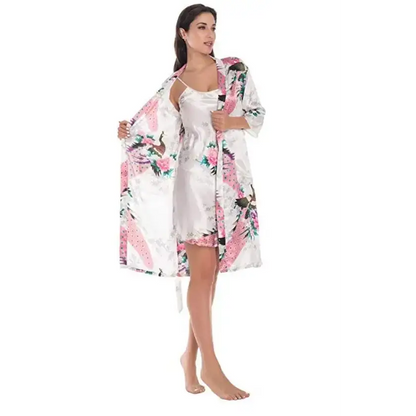 Fashion Women's Summer Mini Kimono Robe Lady Rayon Bath Gown Yukata Nightgown Sleepwear Sleepshirts Pijama Mujer Size M-XL