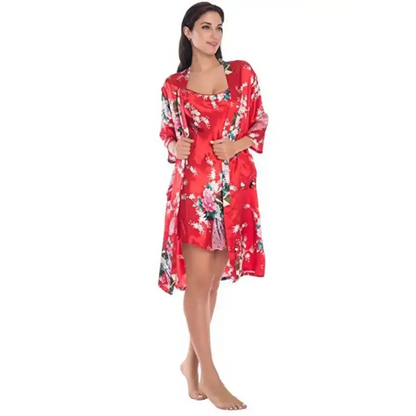 Fashion Women's Summer Mini Kimono Robe Lady Rayon Bath Gown Yukata Nightgown Sleepwear Sleepshirts Pijama Mujer Size M-XL