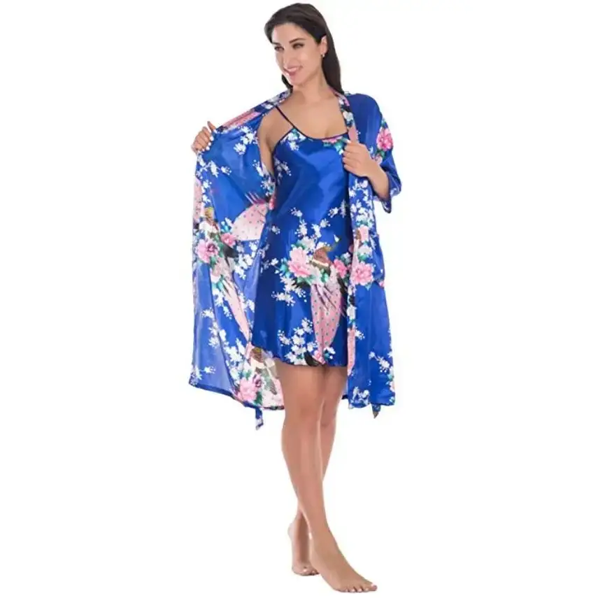 Fashion Women's Summer Mini Kimono Robe Lady Rayon Bath Gown Yukata Nightgown Sleepwear Sleepshirts Pijama Mujer Size M-XL