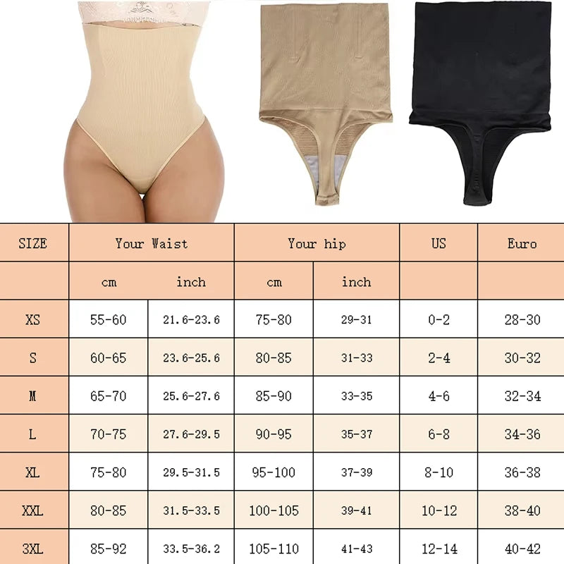 GUUDIA Women’s High-Waist Seamless Body Shaper Thong – Firm Control Tummy Shapewear