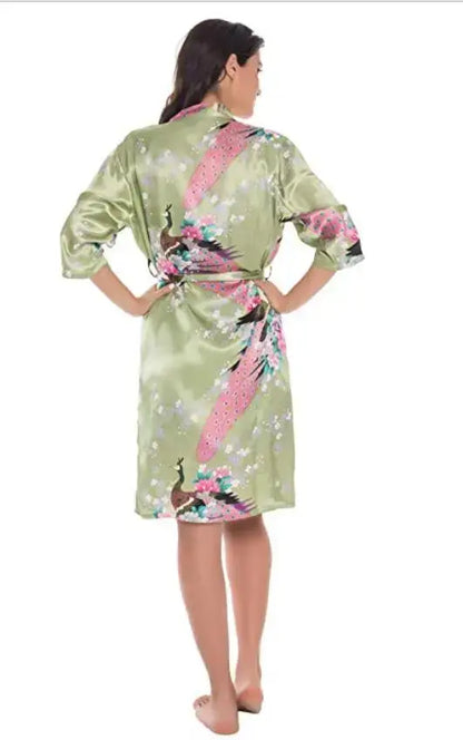 Fashion Women’s Summer Mini Kimono Robe – Rayon Bath Gown Yukata Nightgown