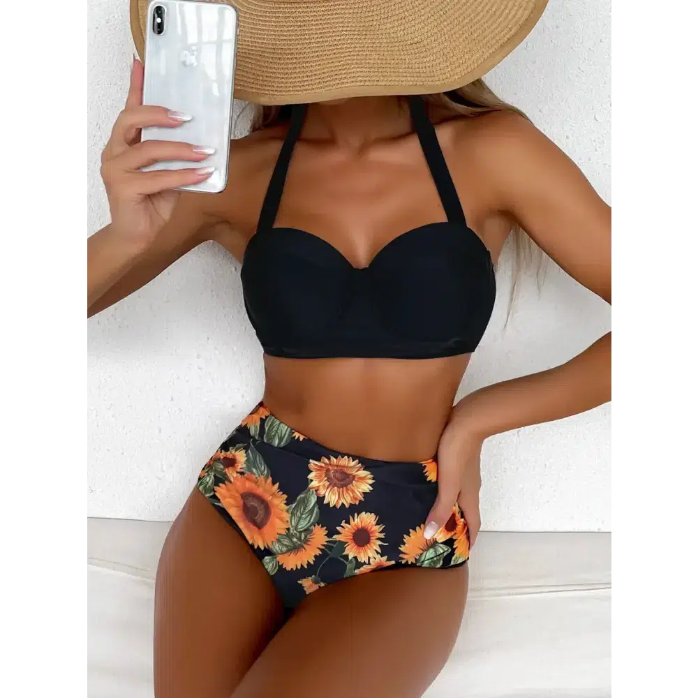 Halter Printed Bathing Suit