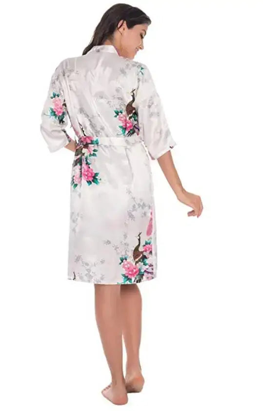 Fashion Women’s Summer Mini Kimono Robe – Rayon Bath Gown Yukata Nightgown