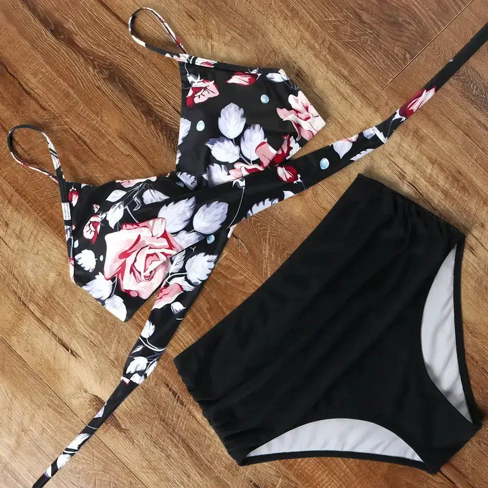 High Waist Plaid Bikini Set