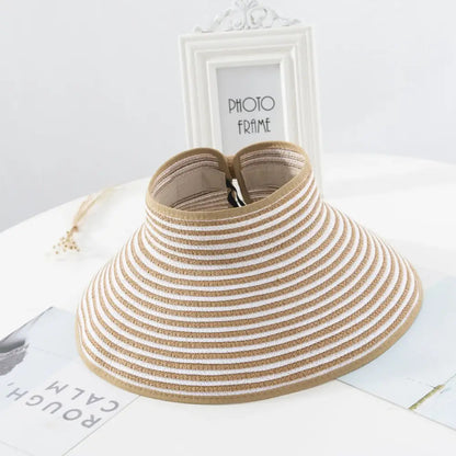 Lamaxpa New Women Summer Visors Hat - Foldable Wide Brim Beach Straw Hat