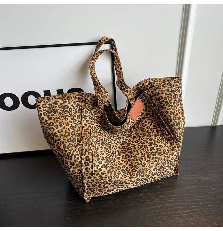 Leopard Print Korean Shopper Bag - Large Capacity Shoulder Tote for Women