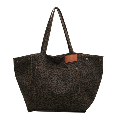 Leopard Print Korean Shopper Bag - Large Capacity Shoulder Tote for Women