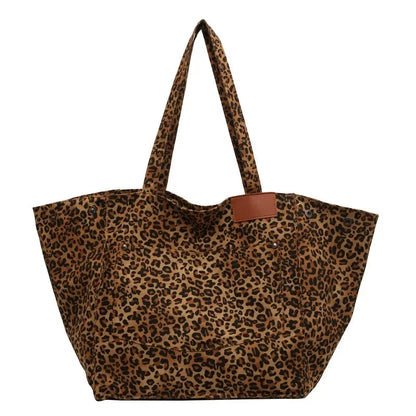 Leopard Print Korean Shopper Bag - Large Capacity Shoulder Tote for Women