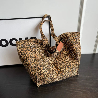 Leopard Print Korean Shopper Bag - Large Capacity Shoulder Tote for Women