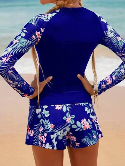 Long Sleeve Surfing Swimsuit – Women’s Two-Piece Print Swimwear