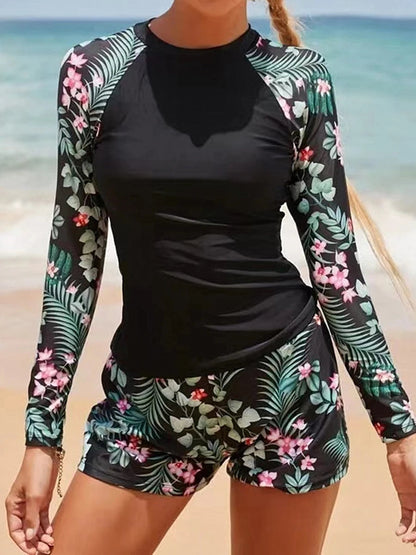 Long Sleeve Surfing Swimsuit – Women’s Two-Piece Print Swimwear