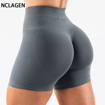 NCLAGEN Women’s Seamless Gym Yoga Shorts - High Waist Squat Proof Fitness Leggings