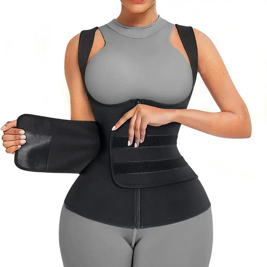 Neoprene Sauna Suit for Women – Sauna Sweat Vest Waist Trainer with Adjustable Belts