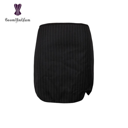 Office Style Women Basques Bustier Stripes Overbust Corsets Top With Skirt Lace Up Boned Corset Dress Plus Size 801