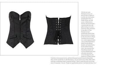 Office Style Women Basques Bustier Stripes Overbust Corsets Top With Skirt Lace Up Boned Corset Dress Plus Size 801