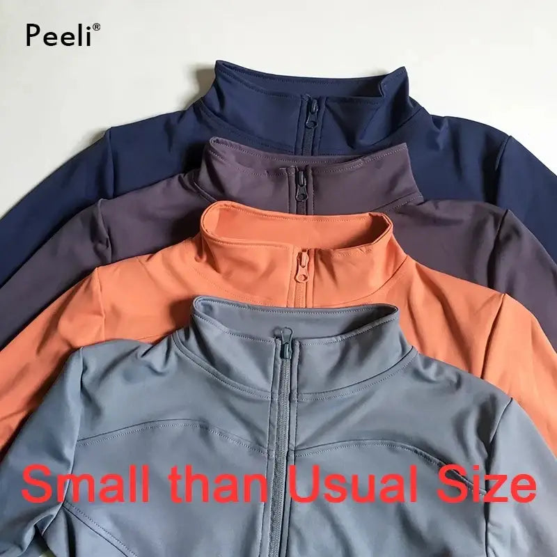 Peeli Long Sleeve Sports Jacket for Women - Zip Fitness Yoga Shirt, Winter Warm Gym Top