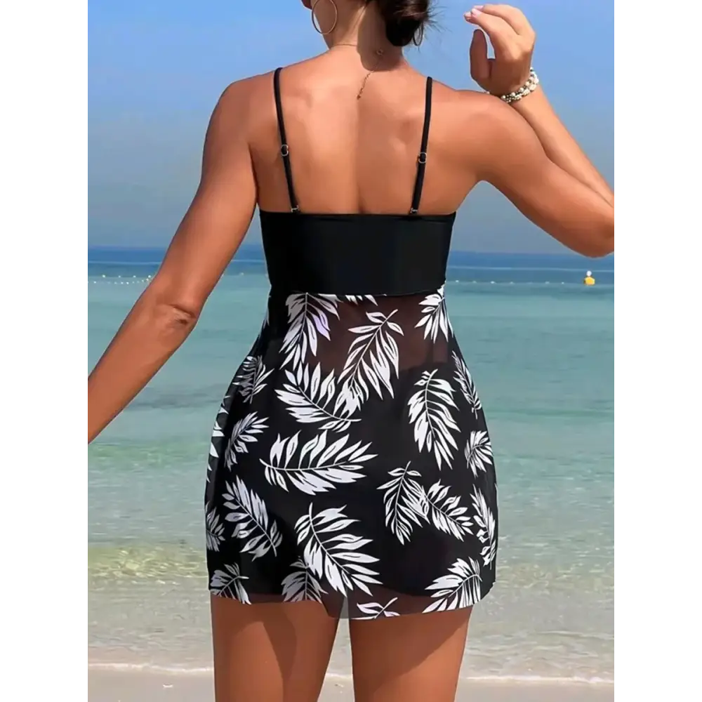 Printed Tankini Short Dress with Shorts