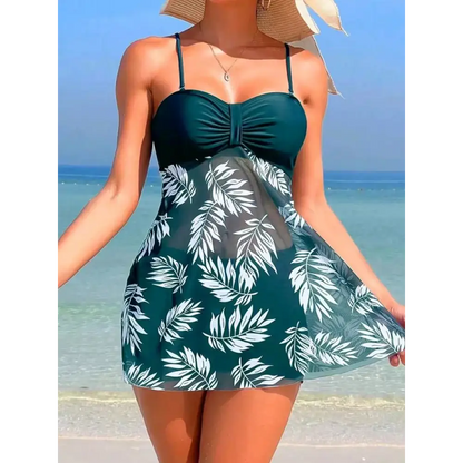 Printed Tankini Short Dress with Shorts