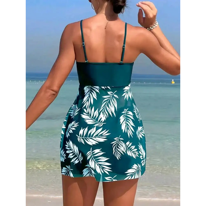 Printed Tankini Short Dress with Shorts