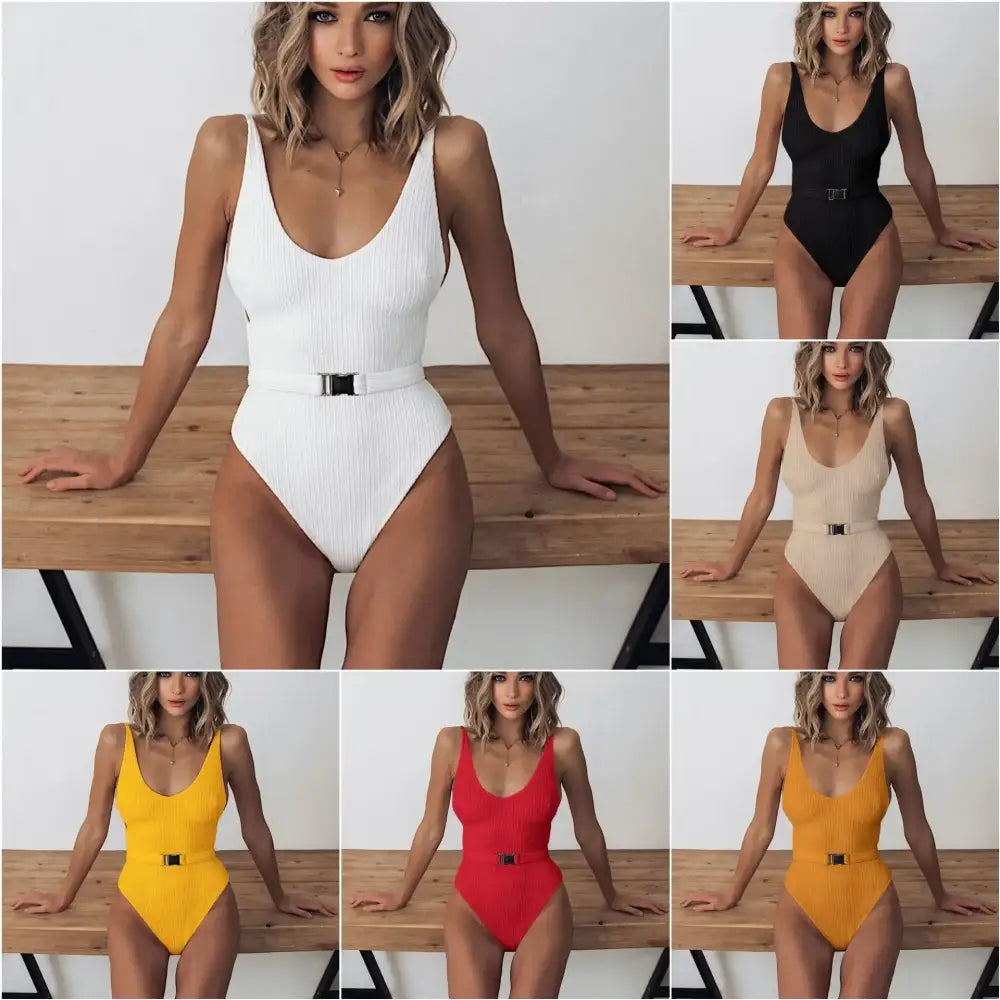 Push Up Buckle One Piece Swimsuit