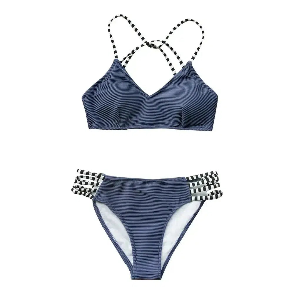 Ribbed Strappy Low Waist Bikini Set