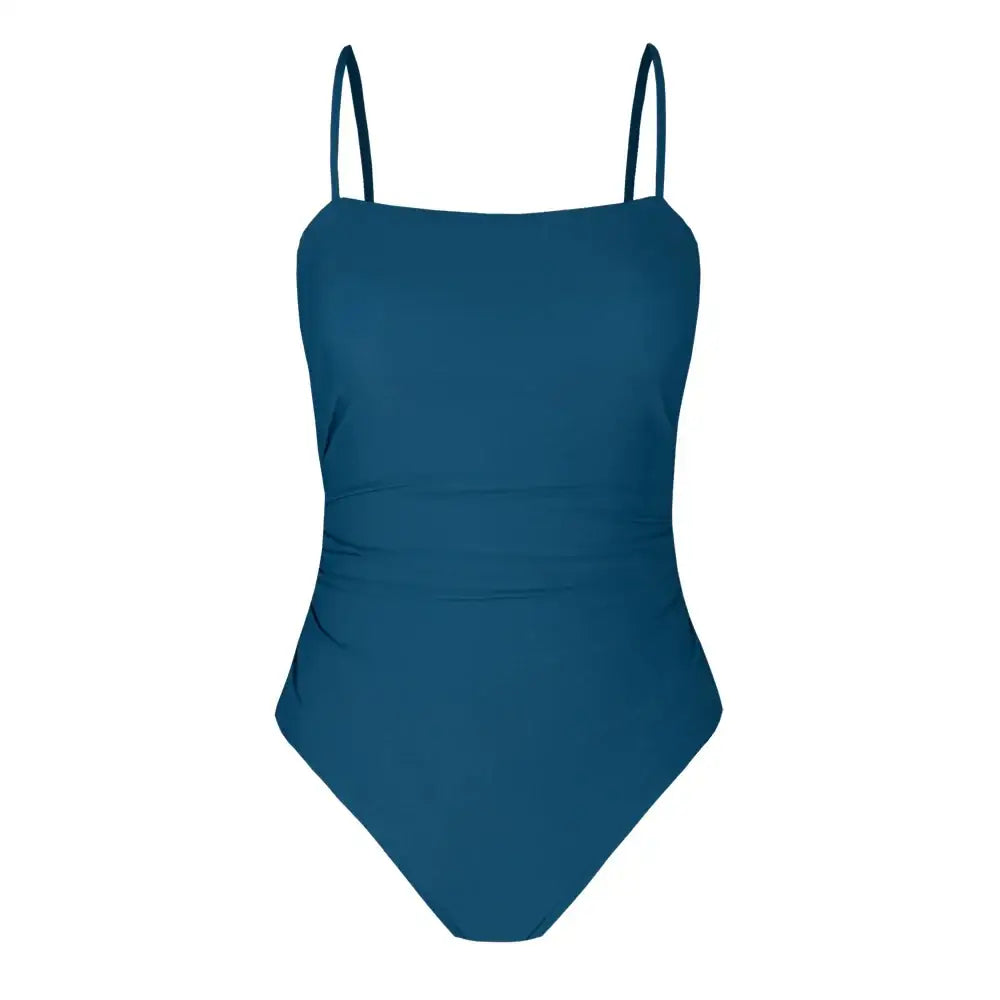 Ruched Tropical Strappy One-piece Swimsuit