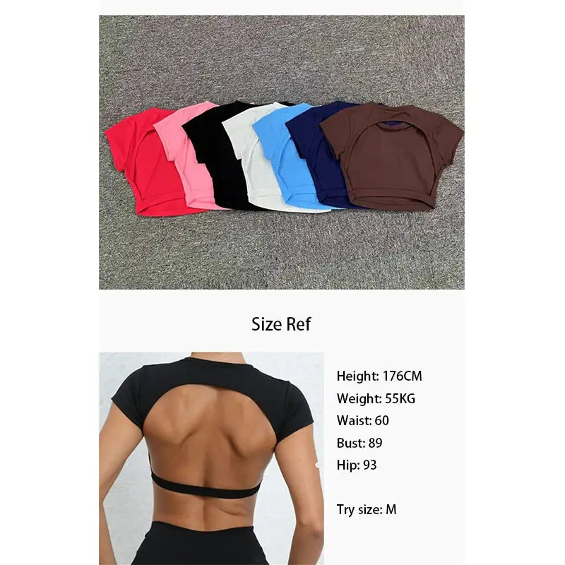 Hearuisavy Sports Shirts – Breathable Backless Workout Crop Tops