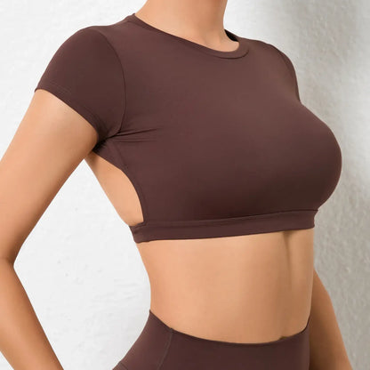 Hearuisavy Sports Shirts – Breathable Backless Workout Crop Tops