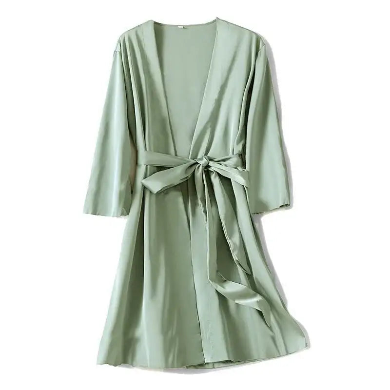 Satin Robe Female Intimate Lingerie Sleepwear Silky Bridal Wedding Gift Casual Kimono Bathrobe Gown Nightgown Sexy Nightwear