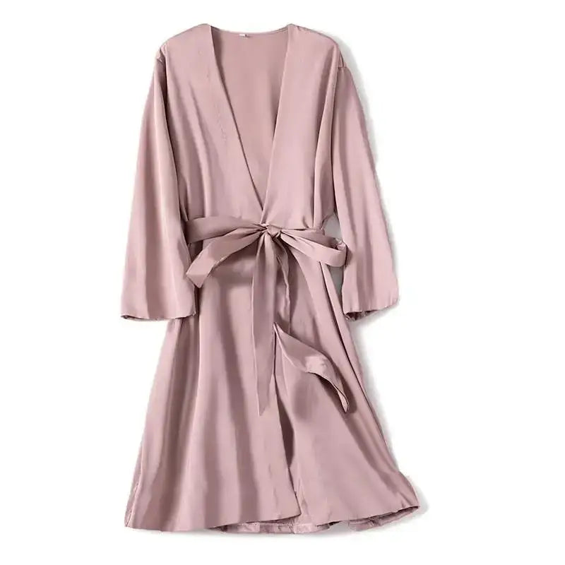 Satin Robe Female Intimate Lingerie Sleepwear Silky Bridal Wedding Gift Casual Kimono Bathrobe Gown Nightgown Sexy Nightwear