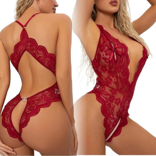 Sexy Lace Backless Open-Crotch Bodysuit