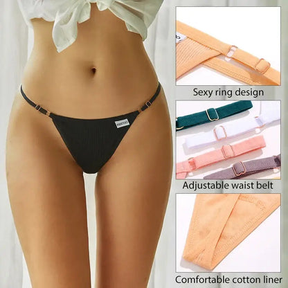 Sexy Women’s Low Waist Cotton Thongs - Comfortable T-Back G-String Bikini Panties