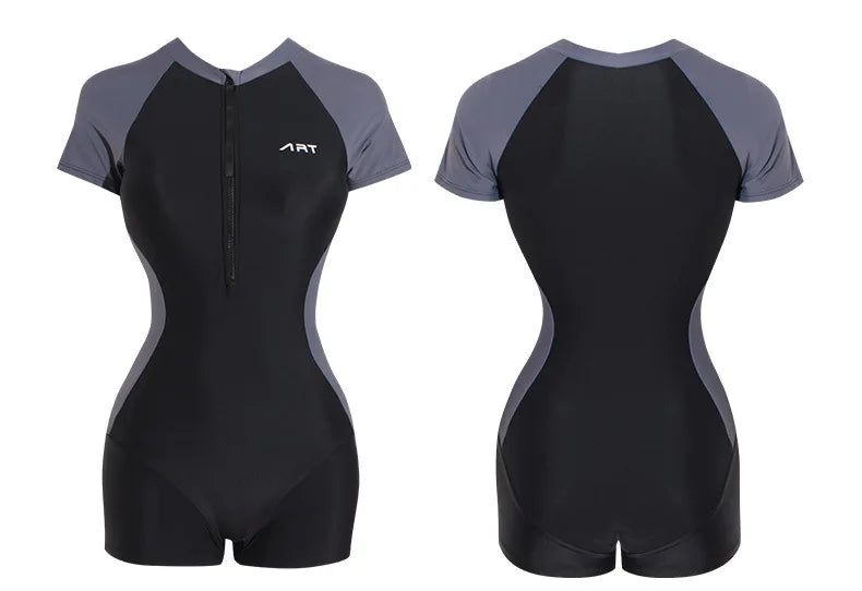 Short Sleeve One-Piece Rash Guard Surf Bodysuit